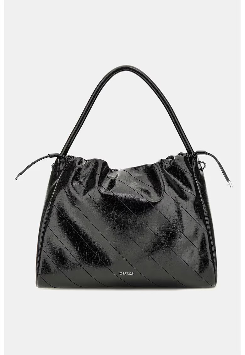 GUESS Geanta tote din piele ecologica cu snururi - Negru