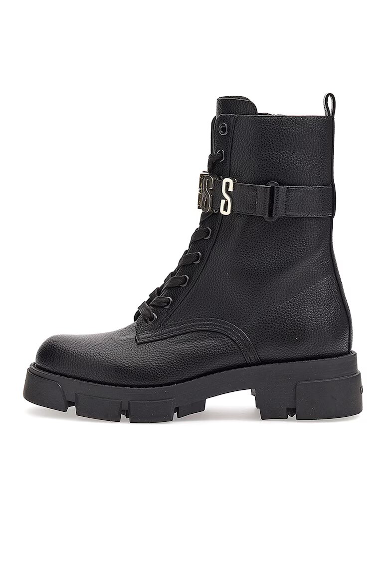 GUESS Ghete biker cu logo metalic - Negru