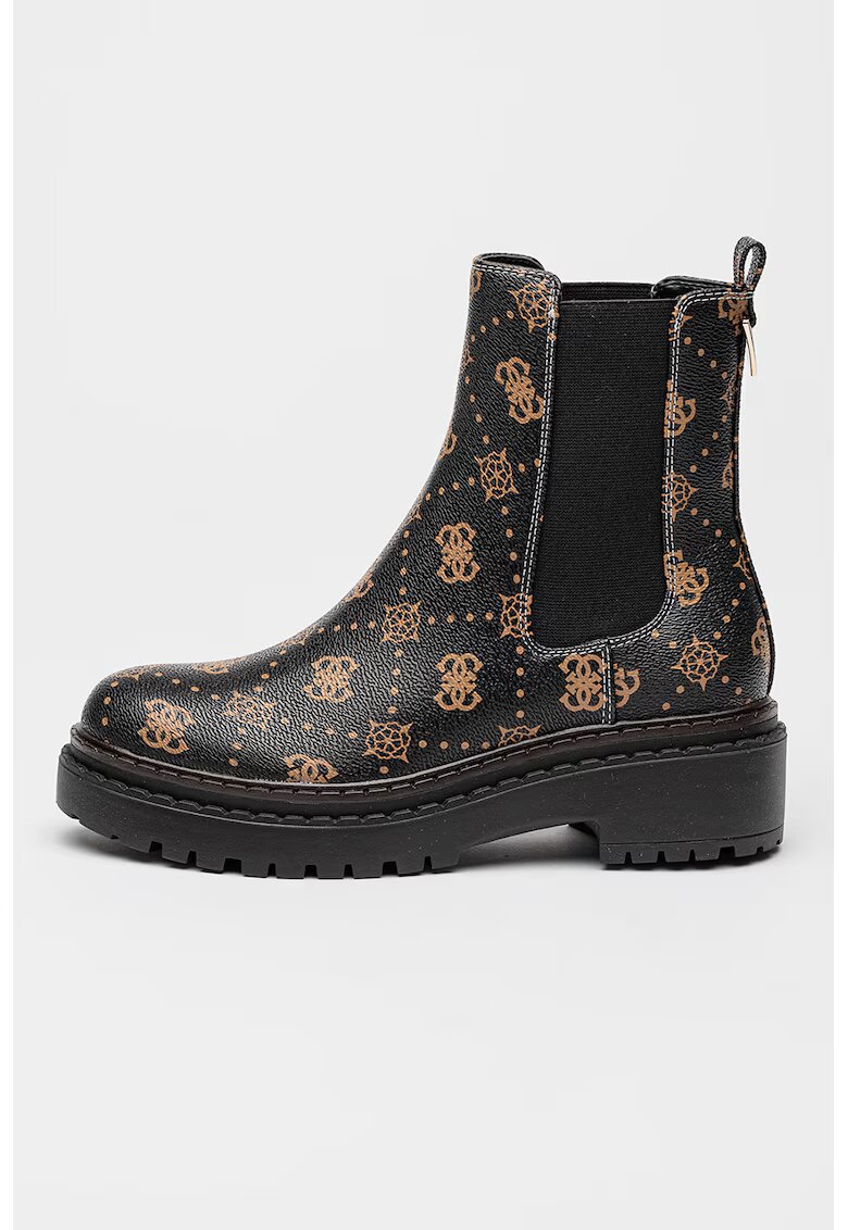 GUESS Ghete Chelsea de piele ecologica - Negru/Portocaliu persan