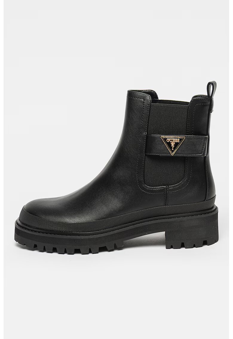 GUESS Ghete Chelsea de piele ecologica si material textil - Negru