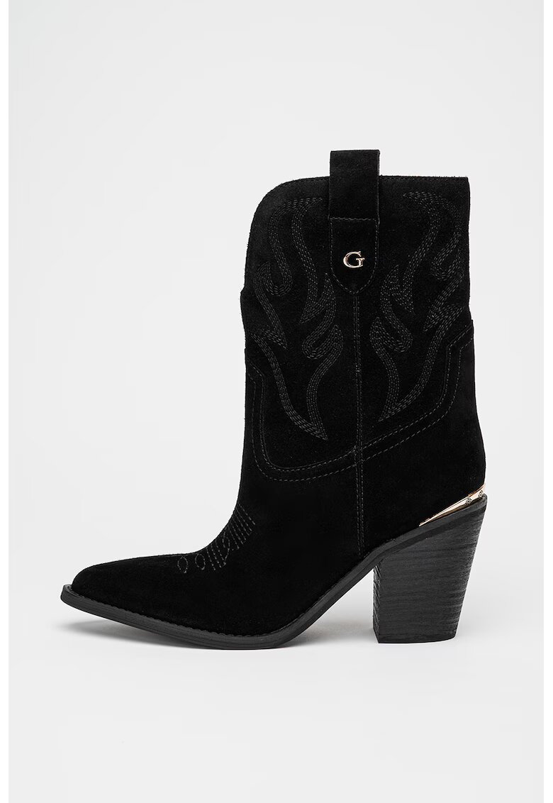 GUESS Ghete cowboy de piele intoarsa - Negru