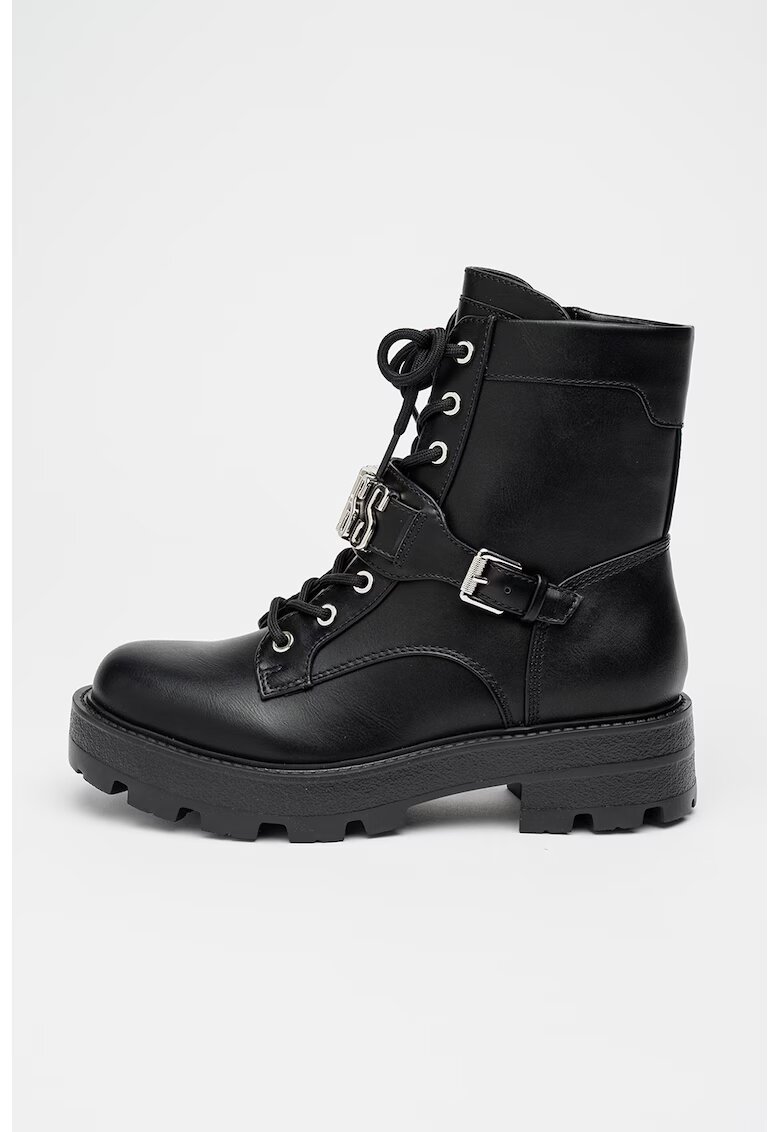 GUESS Ghete de piele ecologica cu logo metalic - Negru