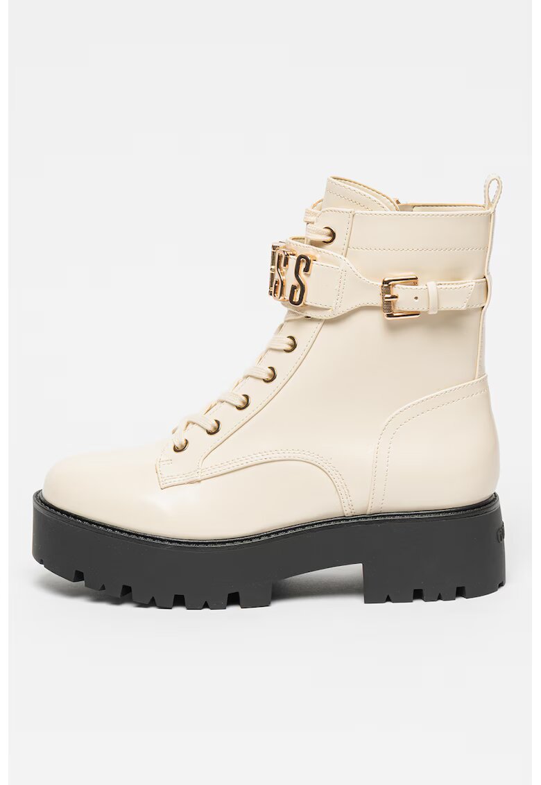 GUESS Ghete de piele ecologica cu toc masiv - Crem