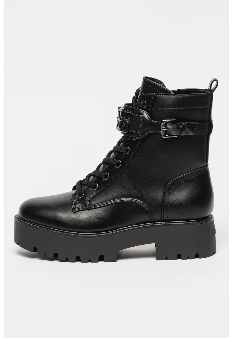 GUESS Ghete de piele ecologica Vaires - Negru/Argintiu