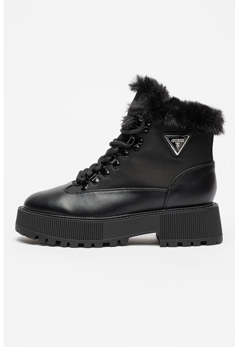 GUESS Ghete din piele ecologica cu blana sintetica - Negru