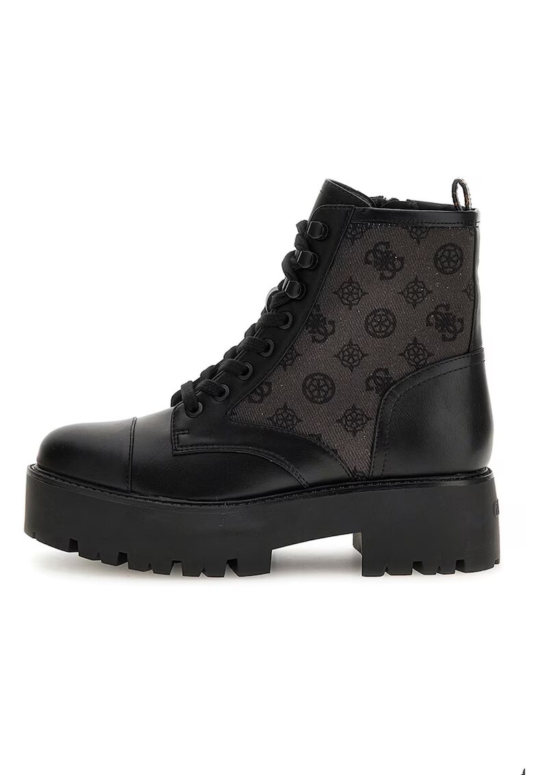 GUESS Ghete din piele ecologica cu imprimeu logo - Negru/Gri antracit