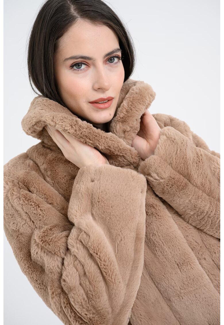 GUESS Haina scurta de blana sintetica Sophy - Maro deschis