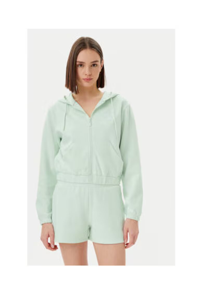 GUESS Hanorac crop cu fermoar din amestec de bumbac