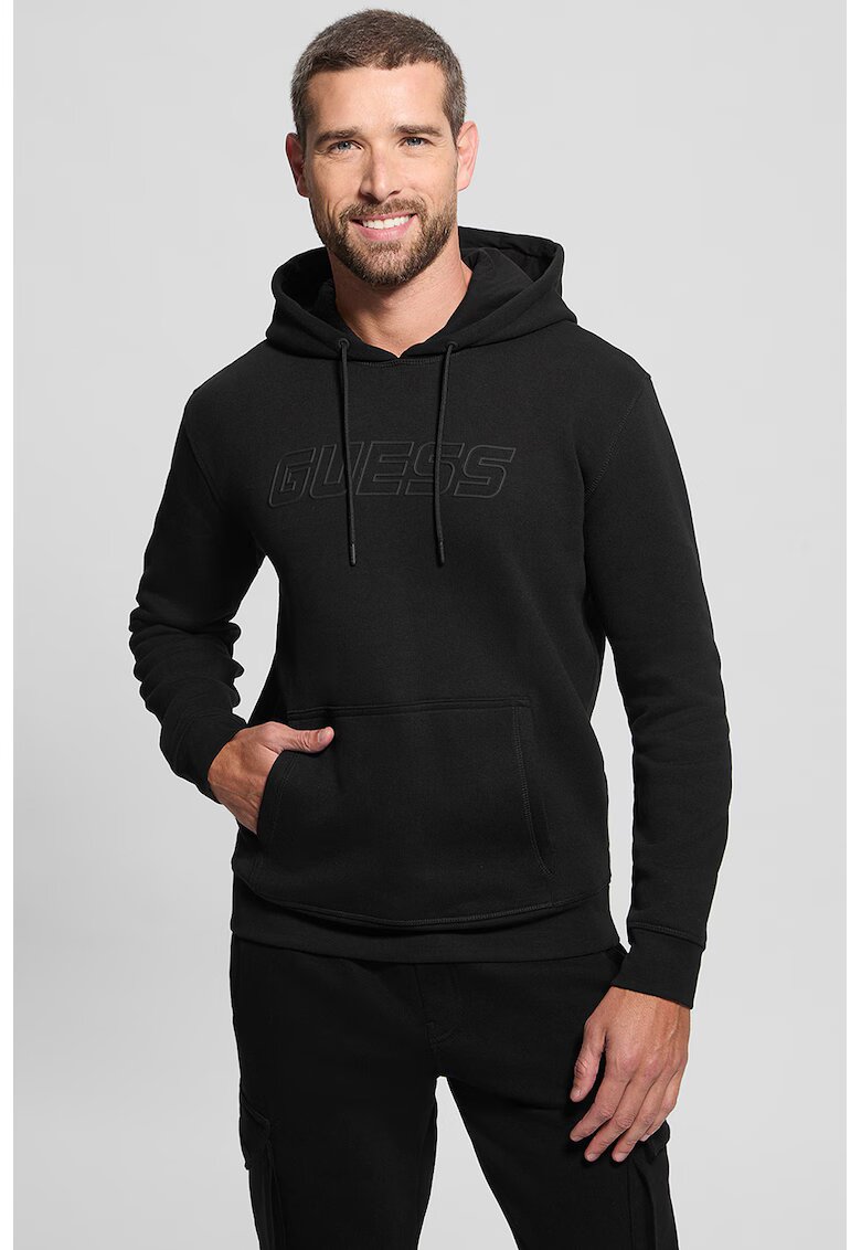GUESS Hanorac cu buzunar kangaroo - pentru fitness - Negru