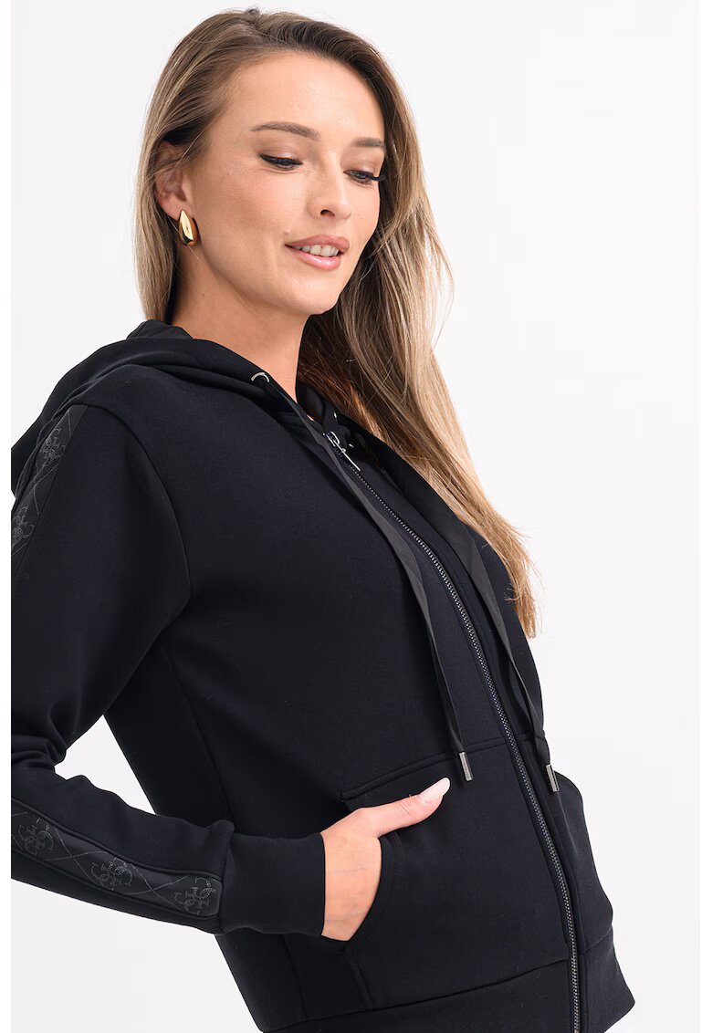 GUESS Hanorac cu fermoar si doua buzunare - Negru