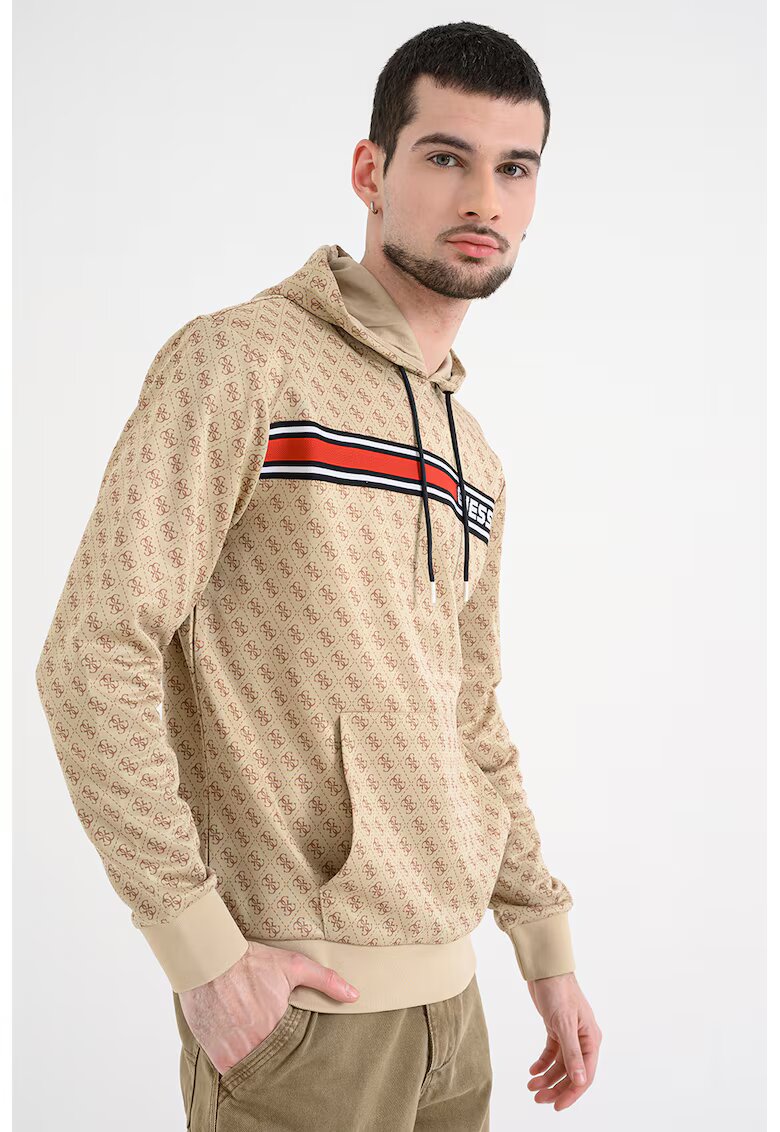 GUESS hanorac cu imprimeu logo pentru fitness - Rosu/Alb/Maro nisip