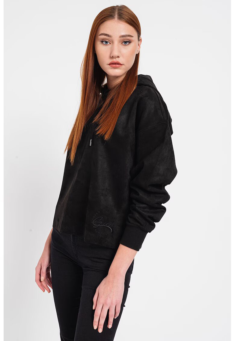 GUESS Hanorac cu logo brodat - Negru