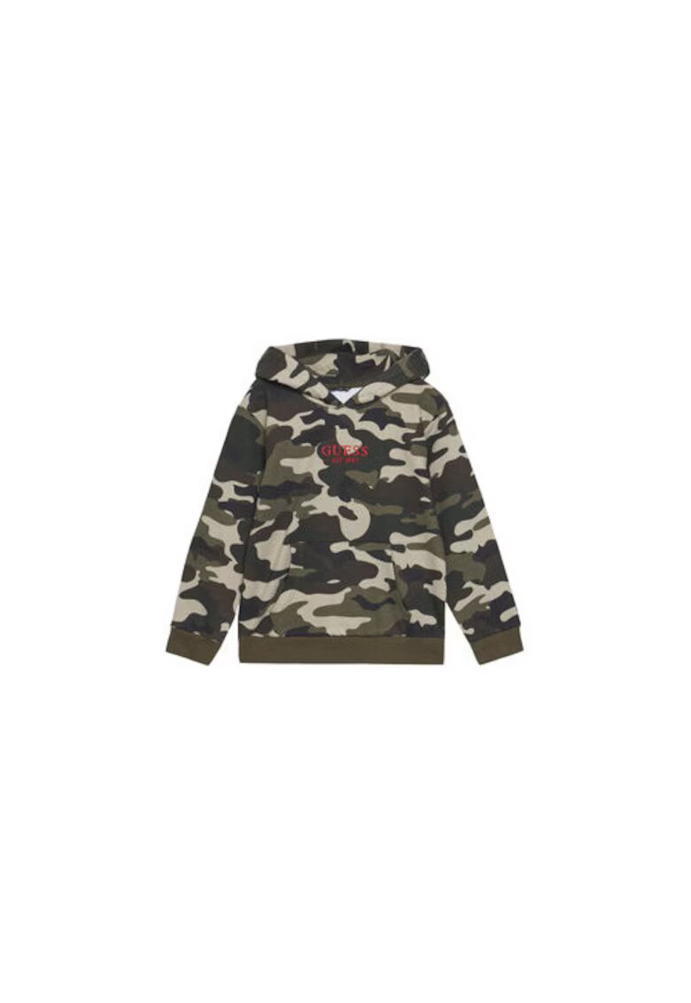 GUESS Hanorac din bumbac cu model camuflaj si logo