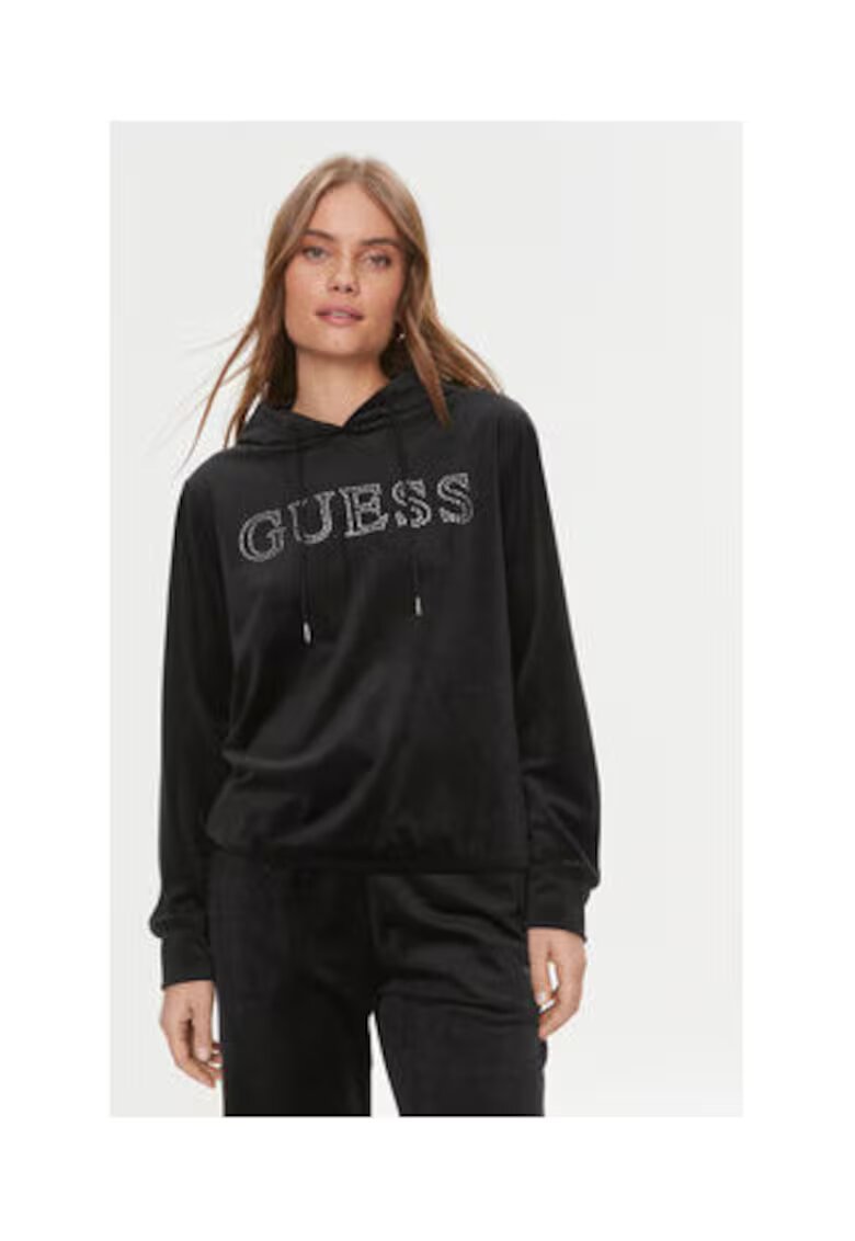 GUESS Hanorac lejer din velur cu logo