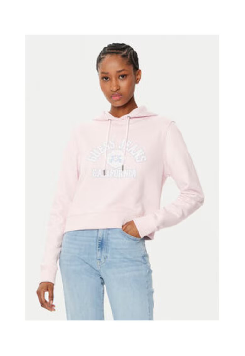 GUESS Hanorc din bumbac cu print text