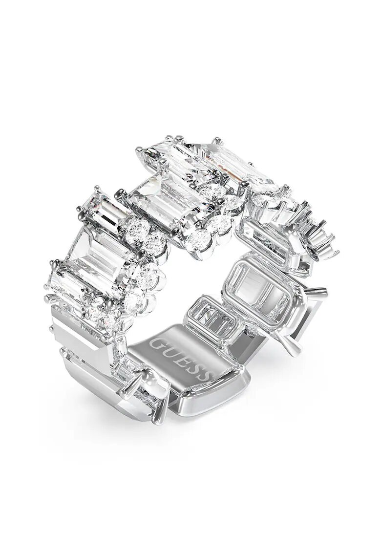 GUESS Inel de otel inoxidabil cu zirconia - Argintiu