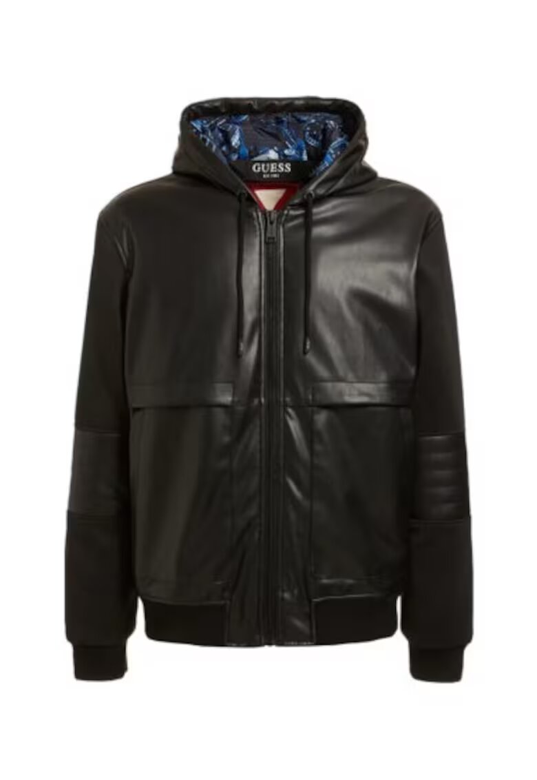 GUESS Jacheta barbati Piele sintetica - Negru - Negru