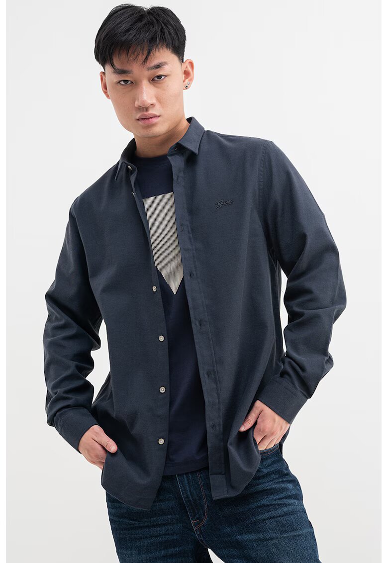GUESS Jacheta-camasa uni lejera - de bumbac - Gri inchis