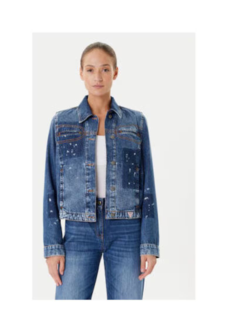 GUESS Jacheta din denim cu detalii cu aspect uzat