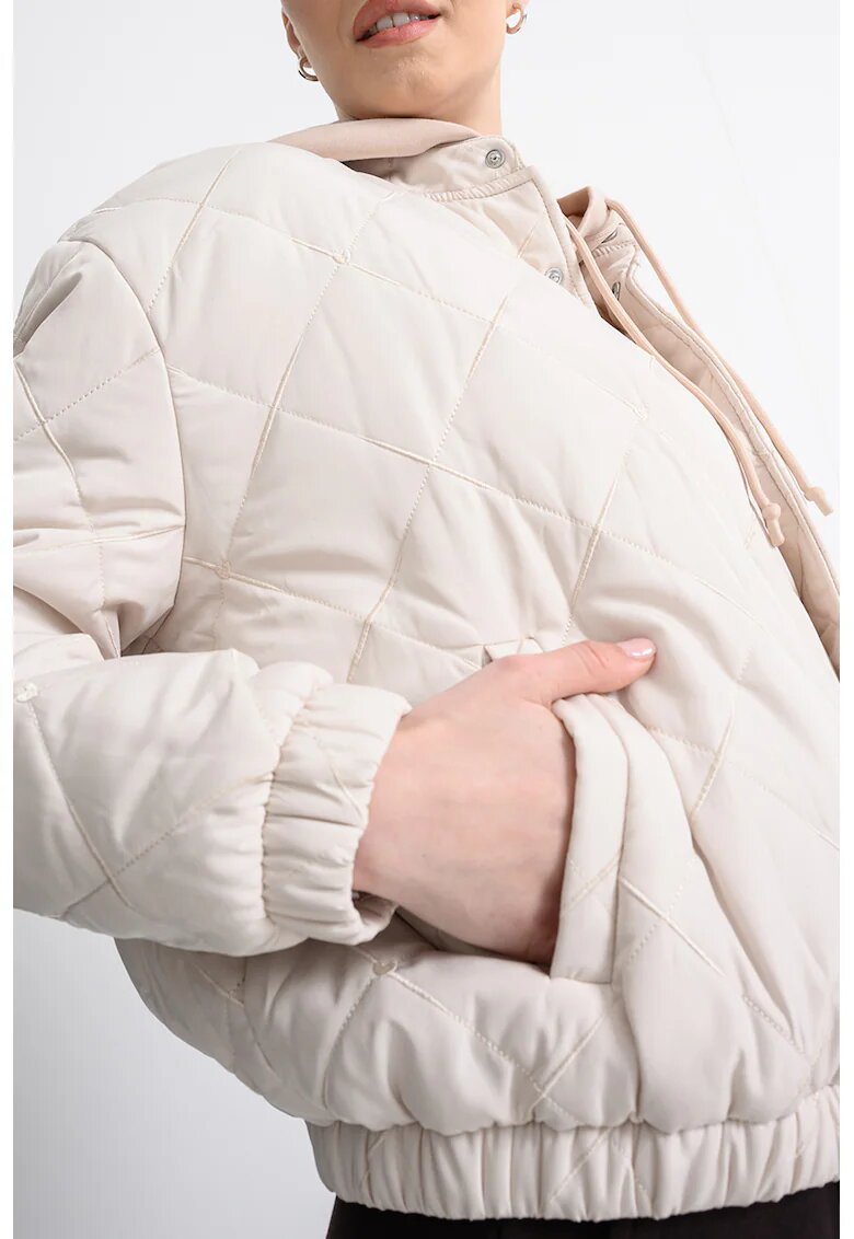GUESS Jacheta matlasata cu buzunare laterale - Crem