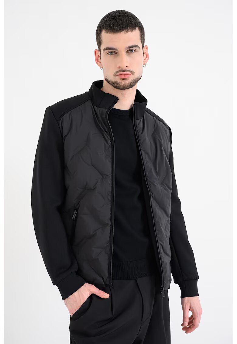 GUESS Jacheta matlasata cu guler sifermoar - Negru