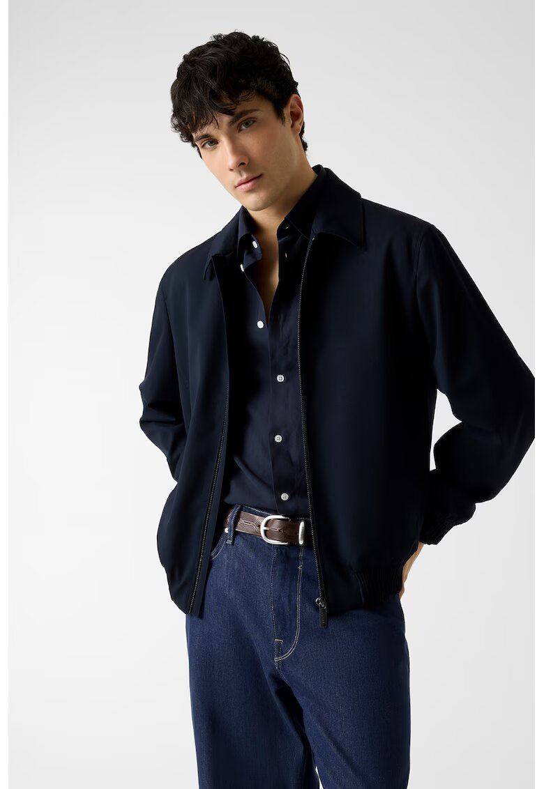 GUESS Jacheta uni cu fermoar - Albastru ultramarin