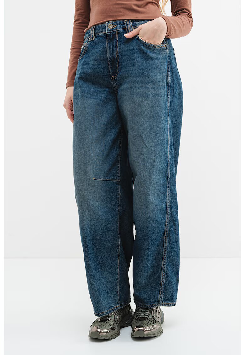 GUESS JEANS Blugi crop Barrel - Albastru inchis