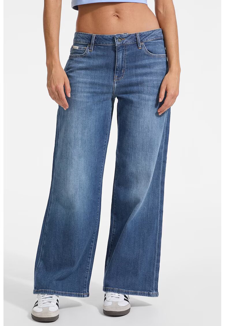 GUESS JEANS Blugi drepti din denim cu talie medie - Albastru melange