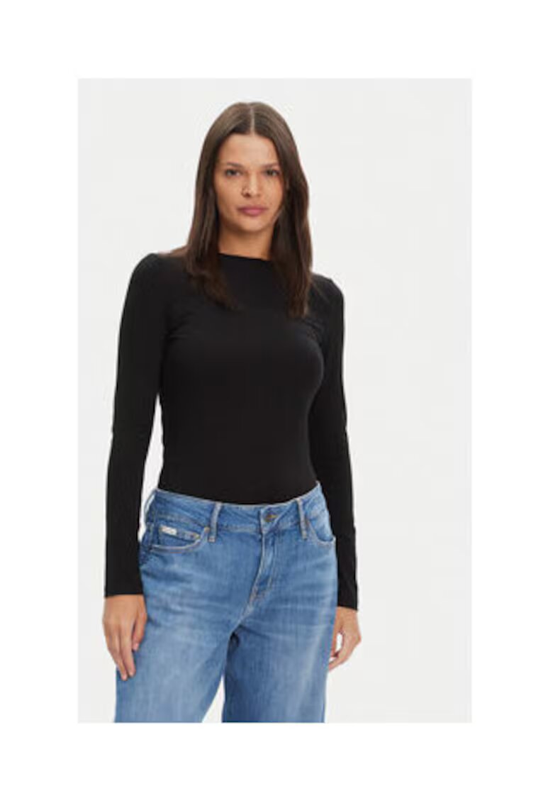 GUESS JEANS Bluza uni cu maneci lungi
