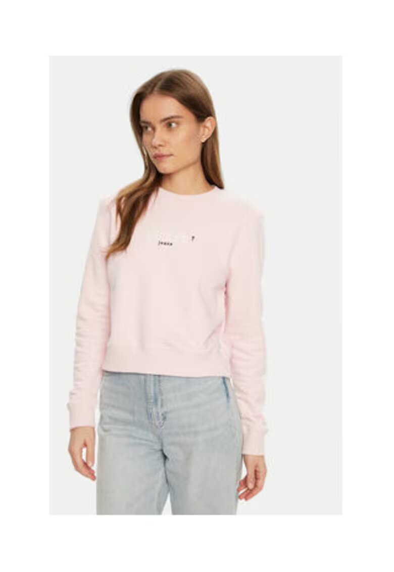 GUESS JEANS Bluzon din bumbac cu decolteu la baza gatului