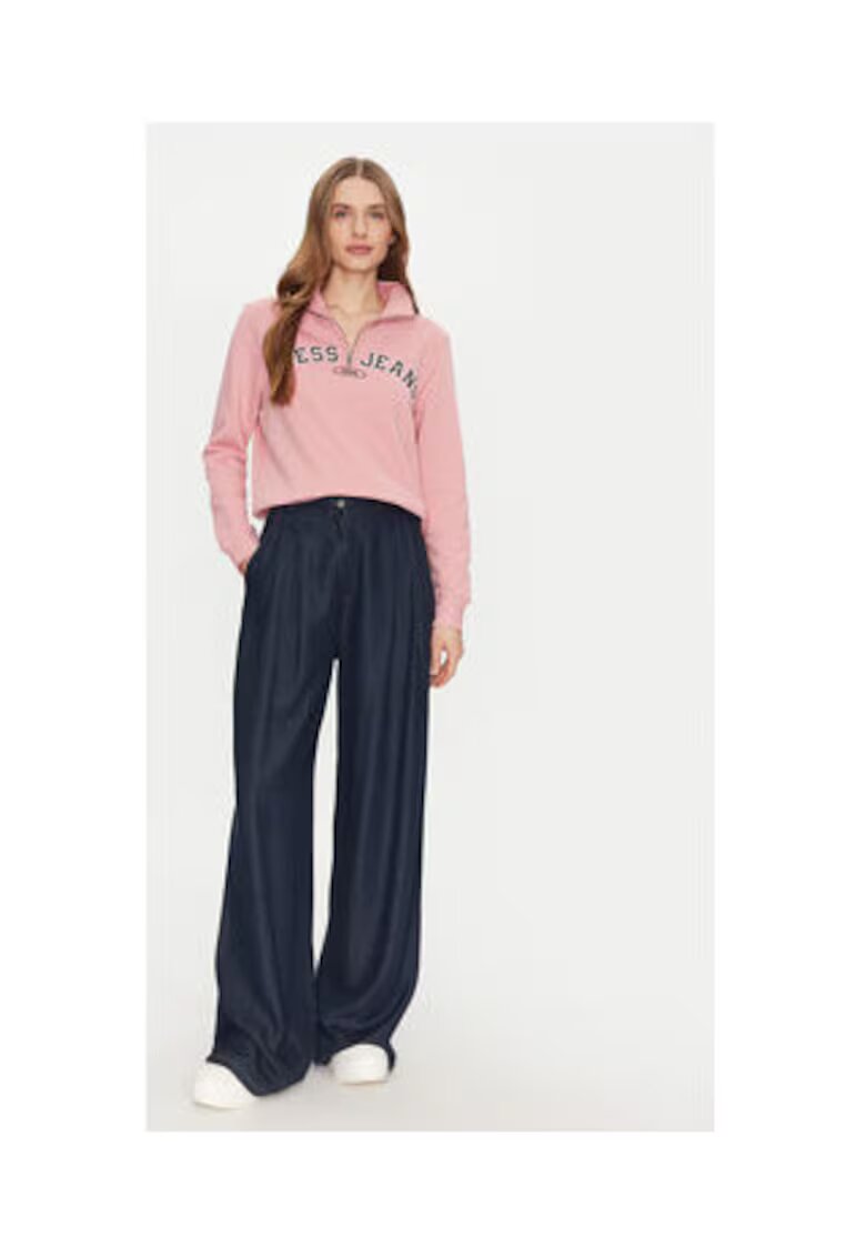 GUESS JEANS Bluzon din bumbac cu print text