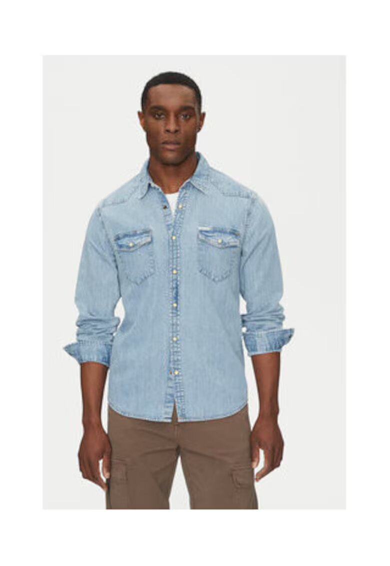 GUESS JEANS Camasa din bumbac cu buzunare pe piept