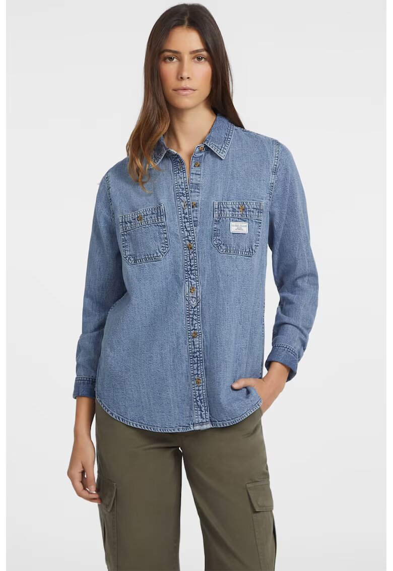 GUESS JEANS Camasa din denim cu buzunare pe piept - Albastru