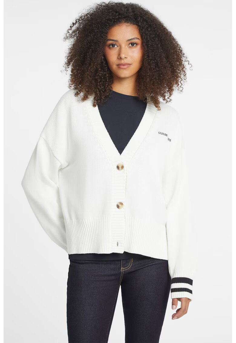 GUESS JEANS Cardigan lejer cu maneci cazute - Alb optic