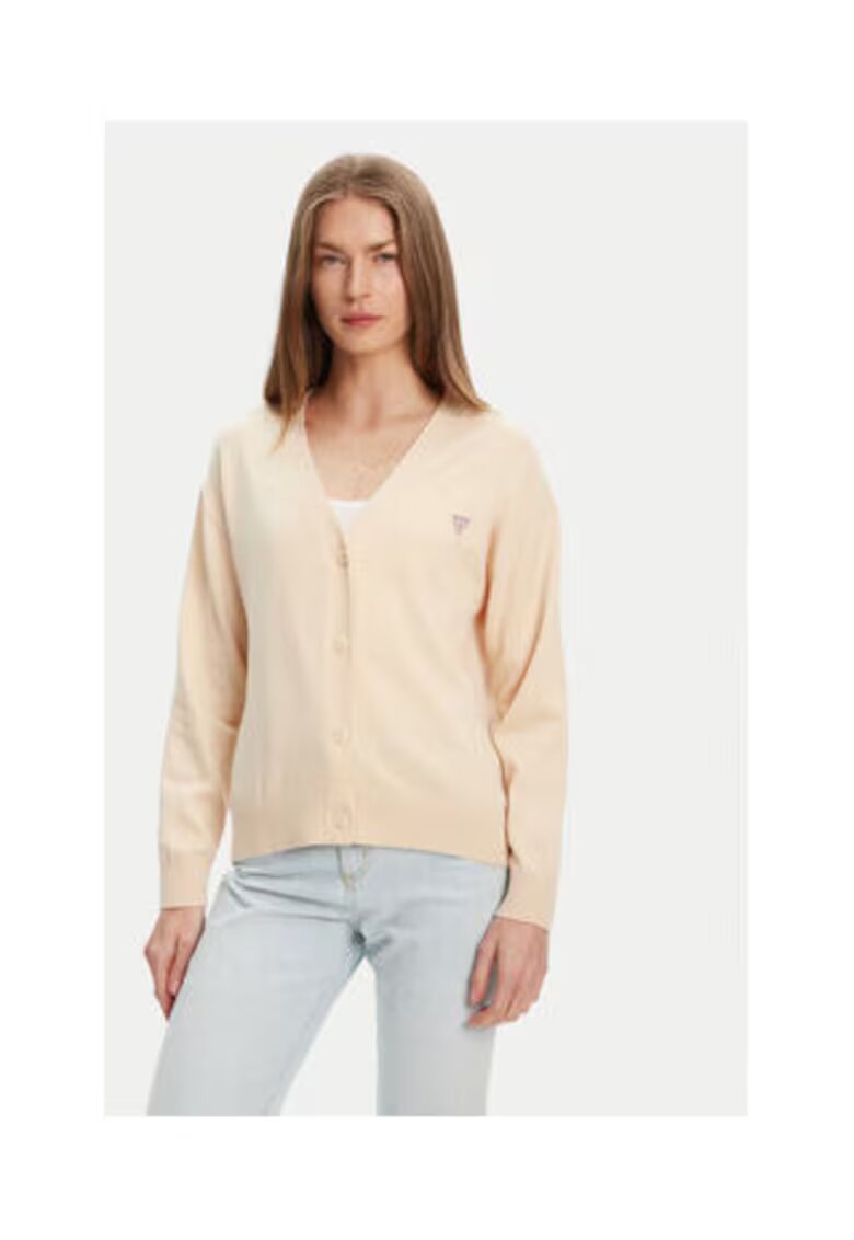 GUESS JEANS Cardigan uni cu maneci lungi