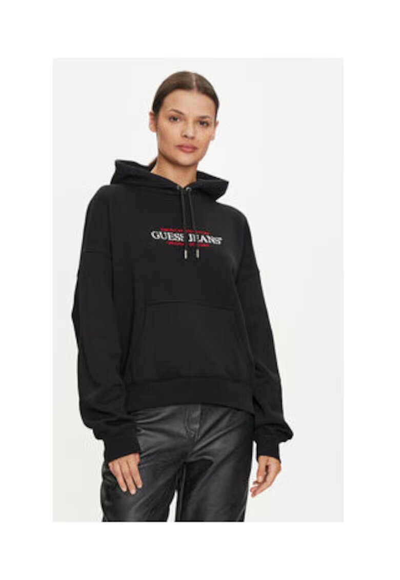 GUESS JEANS Hanorac cu logo din amestec de bumbac -