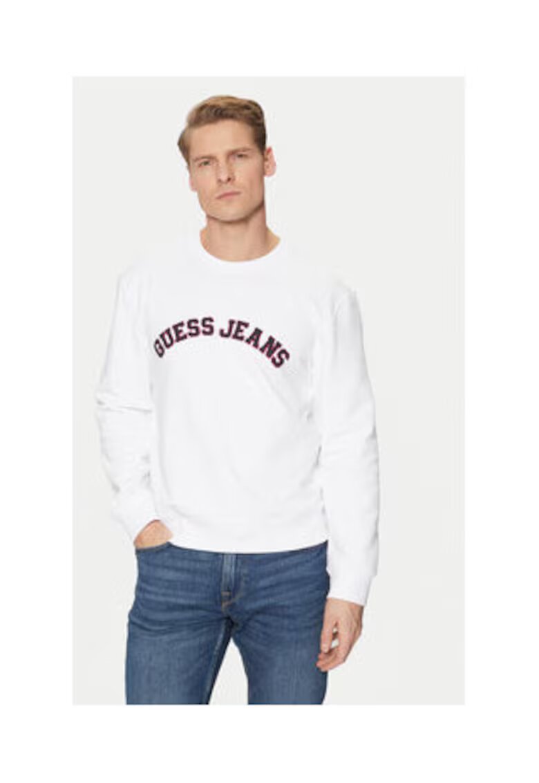 GUESS JEANS Hanorac din bumbac cu maneci lungi si model grafic si logo