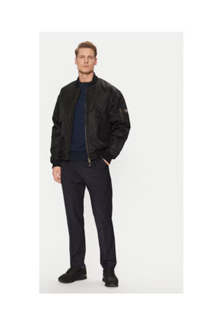 GUESS JEANS Jacheta bomber cu buzunar pe maneca si fermoar