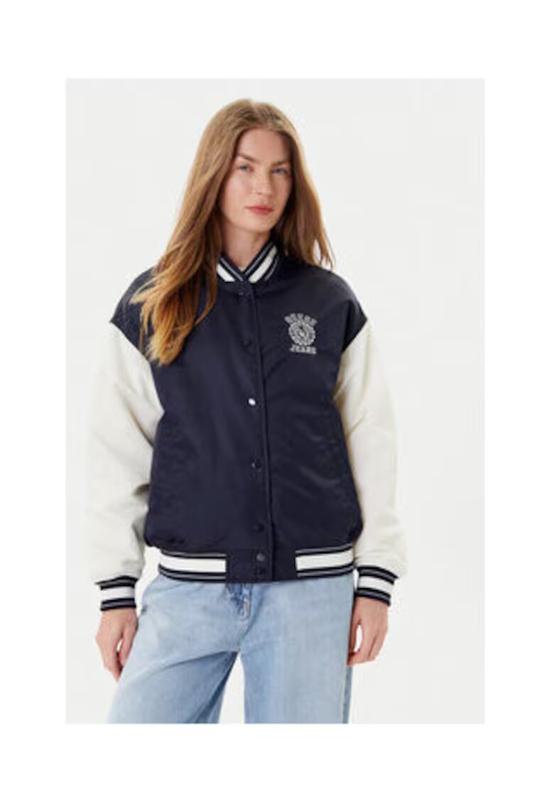 GUESS JEANS Jacheta varsity cu accente contrastante