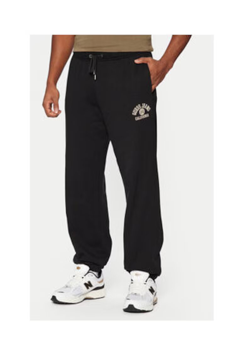 GUESS JEANS Pantaloni de trening uni din bumbac cu snur in talie