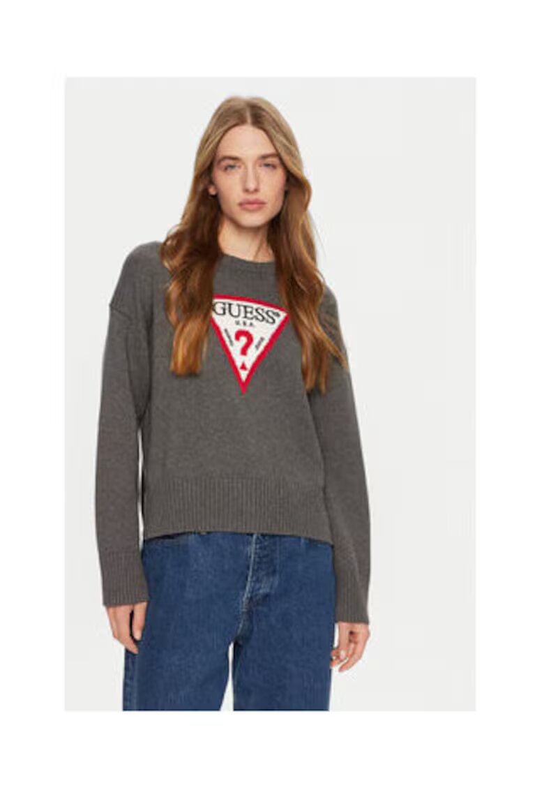 GUESS JEANS Pulover cu logo din bumbac organic