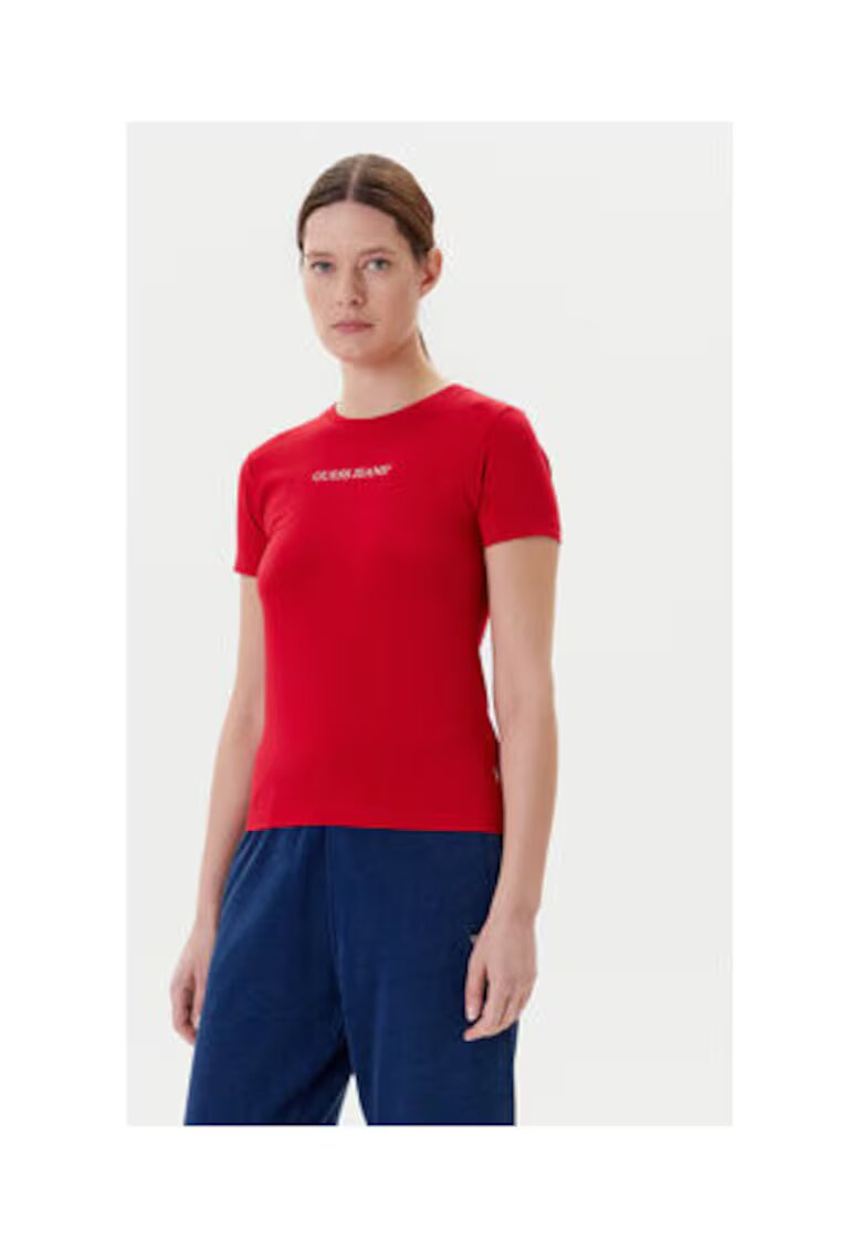 GUESS JEANS Tricou de bumbac organic cu model uni