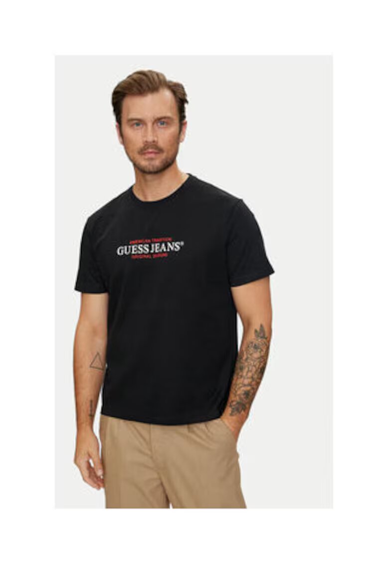 GUESS JEANS Tricou Din Amestec De Bumbac Organic Cu Logo