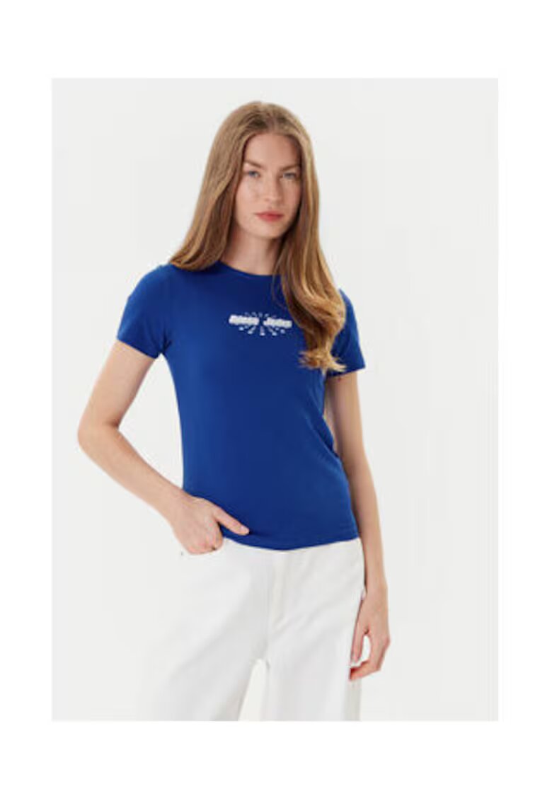 GUESS JEANS Tricou din amestec din bumbac organic si imprimeu