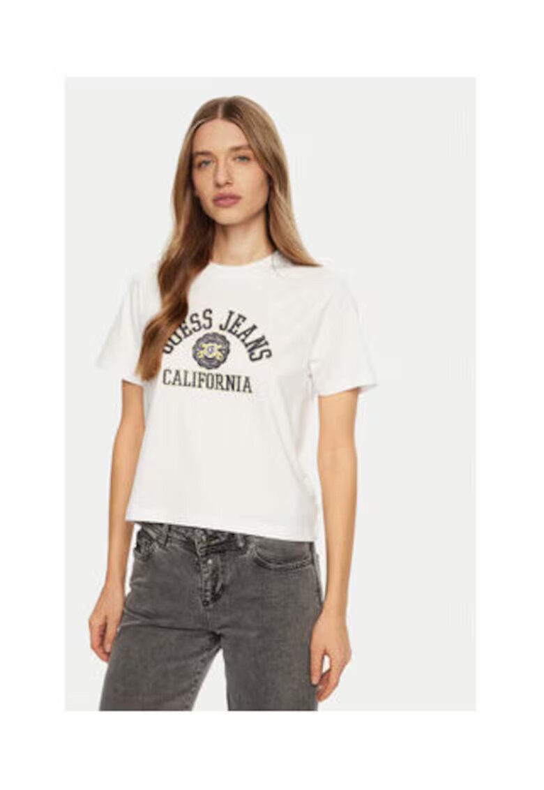 GUESS JEANS Tricou din bumbac cu imprimeu logo