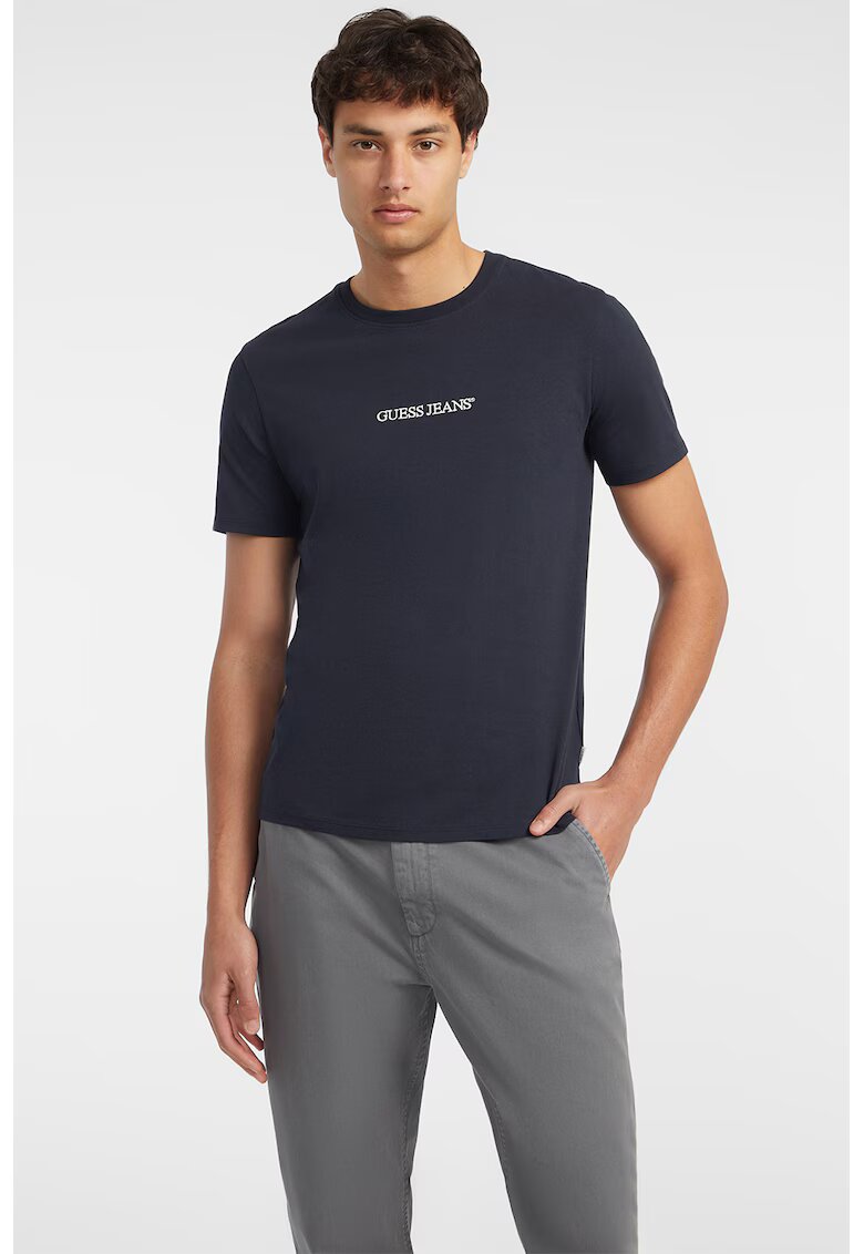 GUESS JEANS Tricou din bumbac cu imprimeu logo - Albastru ultramarin