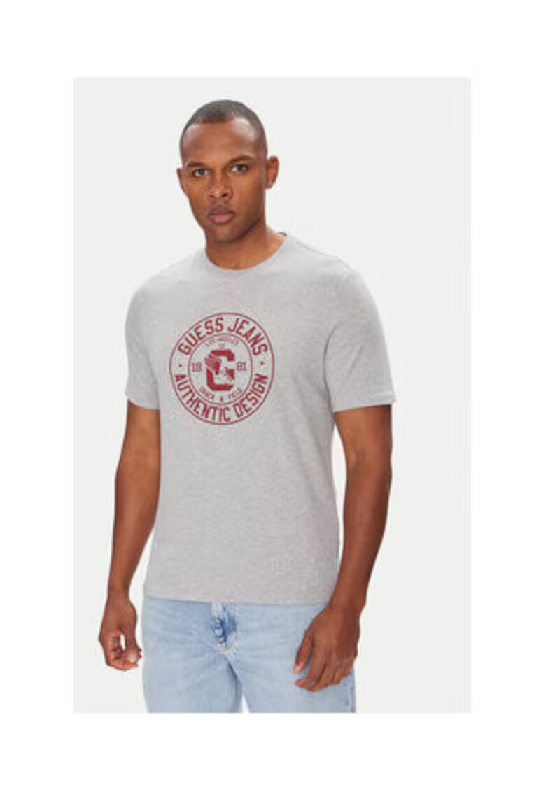 GUESS JEANS Tricou din bumbac cu logo rotund frontal