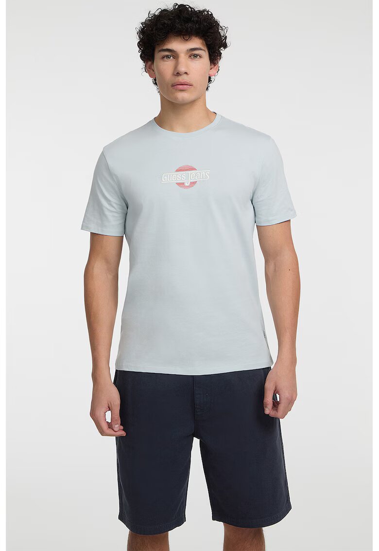 GUESS JEANS Tricou regular fit cu decolteu la baza gatului - Rosu/Alb/Albastru glaciar