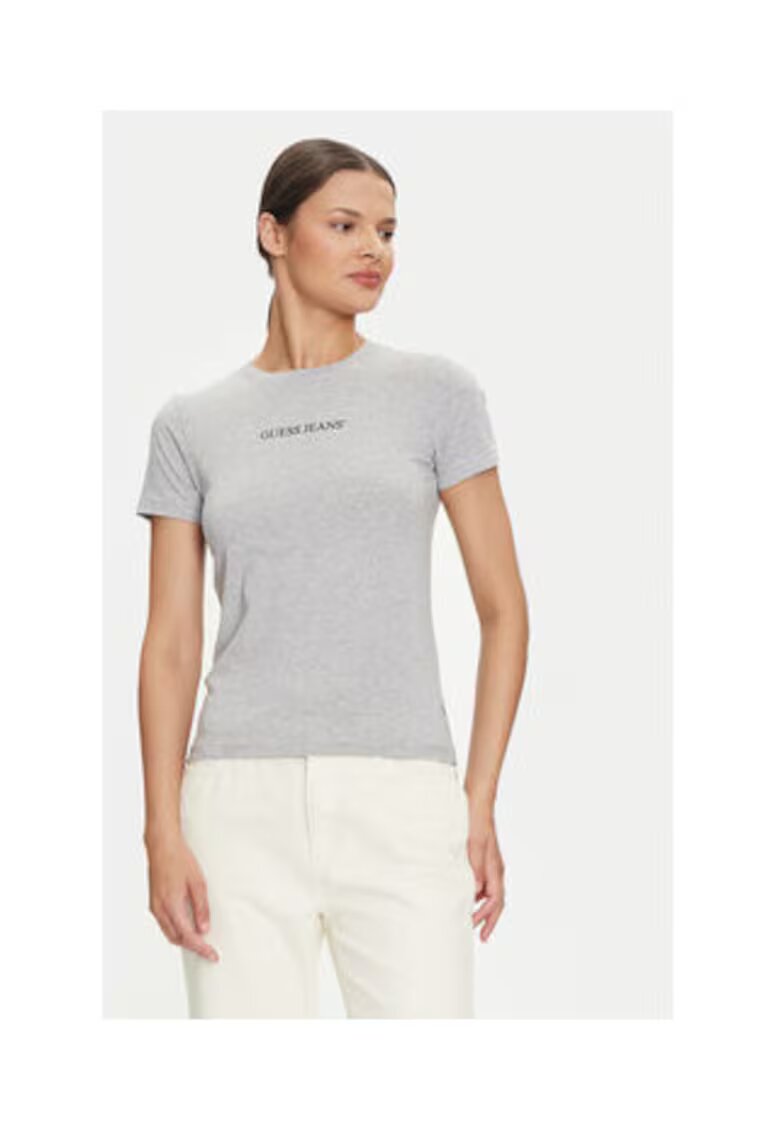 GUESS JEANS Tricou slim fit cu imprimeu cu decolteu la baza gatului
