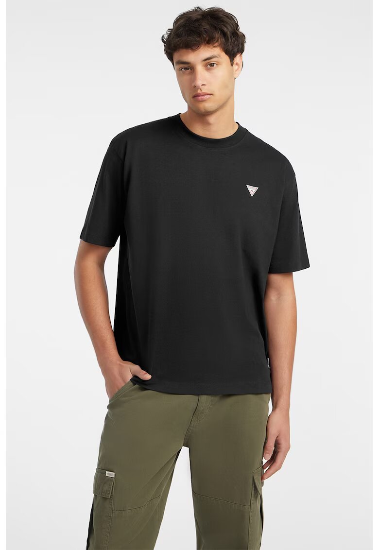 GUESS JEANS Tricou supradimensionat de bumbac - Negru